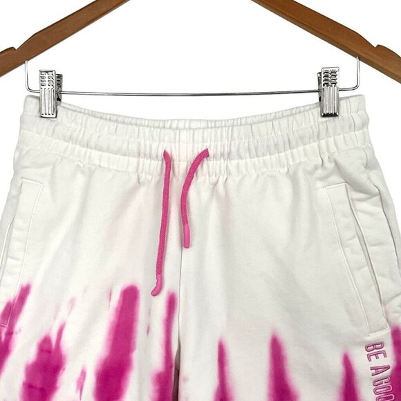 Be A Good Person BAGP Size XS Tie Dye Sweat Shorts White Pink Drawstring - Picture 3 of 8